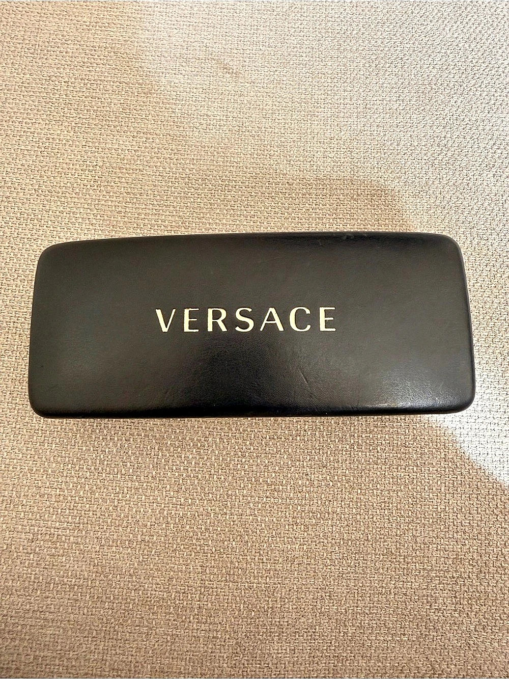 Versace Black Hard Clamshell Eyeglass Case with Cleaning Cloth